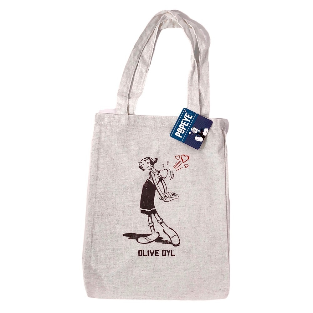 Olive Oyl Oil Popeye Cartoon Pounding Hearts Linen Shopping Tote Bag Purse NWT